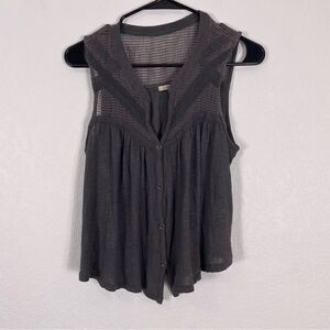 ASO TVD Ecote | Urban Outfitters Grey V Neck Button Front Tank Top